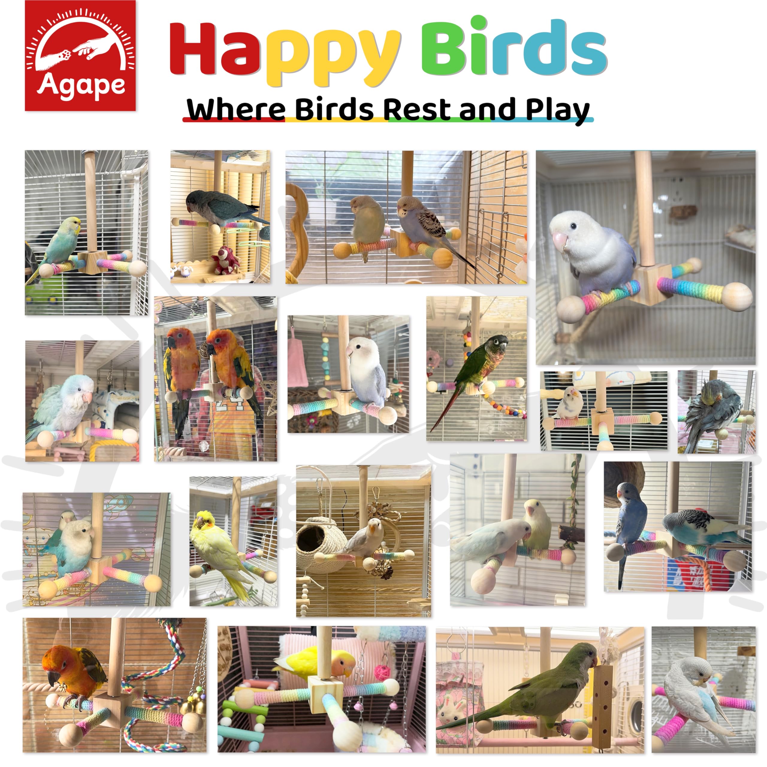 Agape Bird Perch Toy, Parrot 360 Interactive Rotating Toy, Bird Cage Accessories For Small And Medium Parrots To Expend Energy,